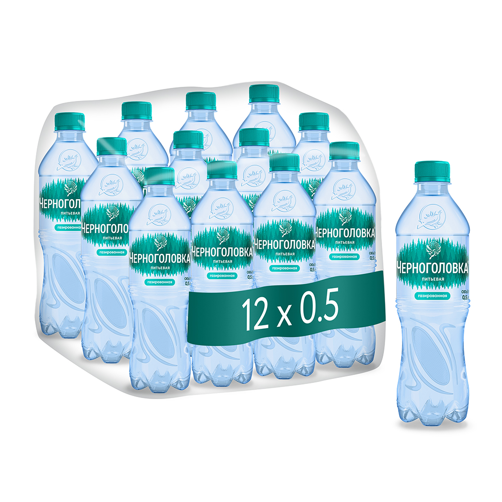 Вода питьевая ЧЕРНОГОЛОВКА 0,5 л, газ, ПЭТ
