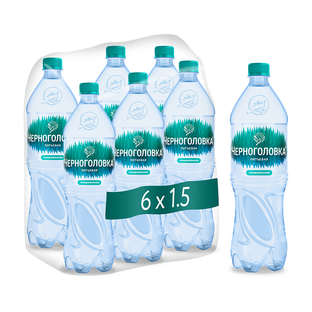 Вода питьевая артезианская ЧЕРНОГОЛОВКА 1,5 л, газ, ПЭТ